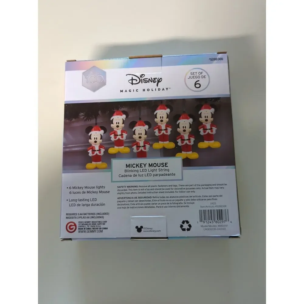 New!! DISNEY MAGIC String Lights MICKEY SANTA Blinking LED!! 100 Years!